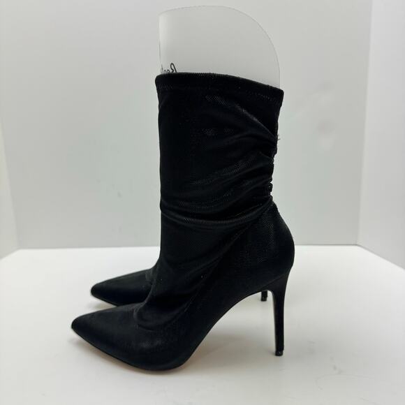 JEWEL Badgley Mischka | Ronnie Black Shimmer Fabric Slouchy Evening Dress Boots - Picture 8 of 11